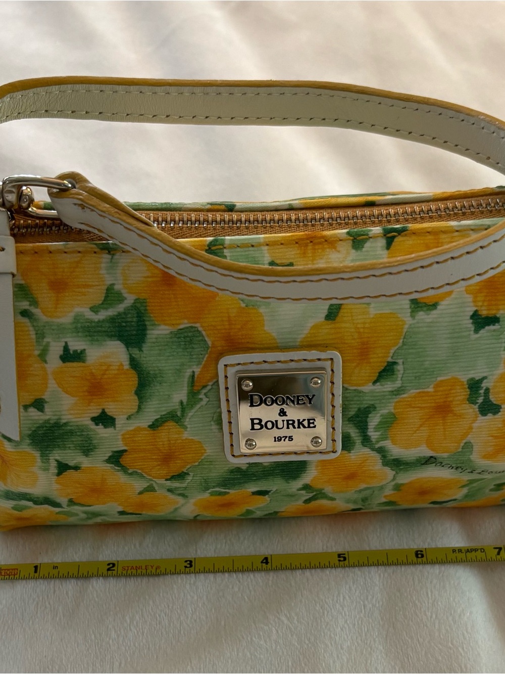 Dooney & Bourke NWT Yellow Pansy Floral Mini Barrel Bag Wristlet Read Desc.